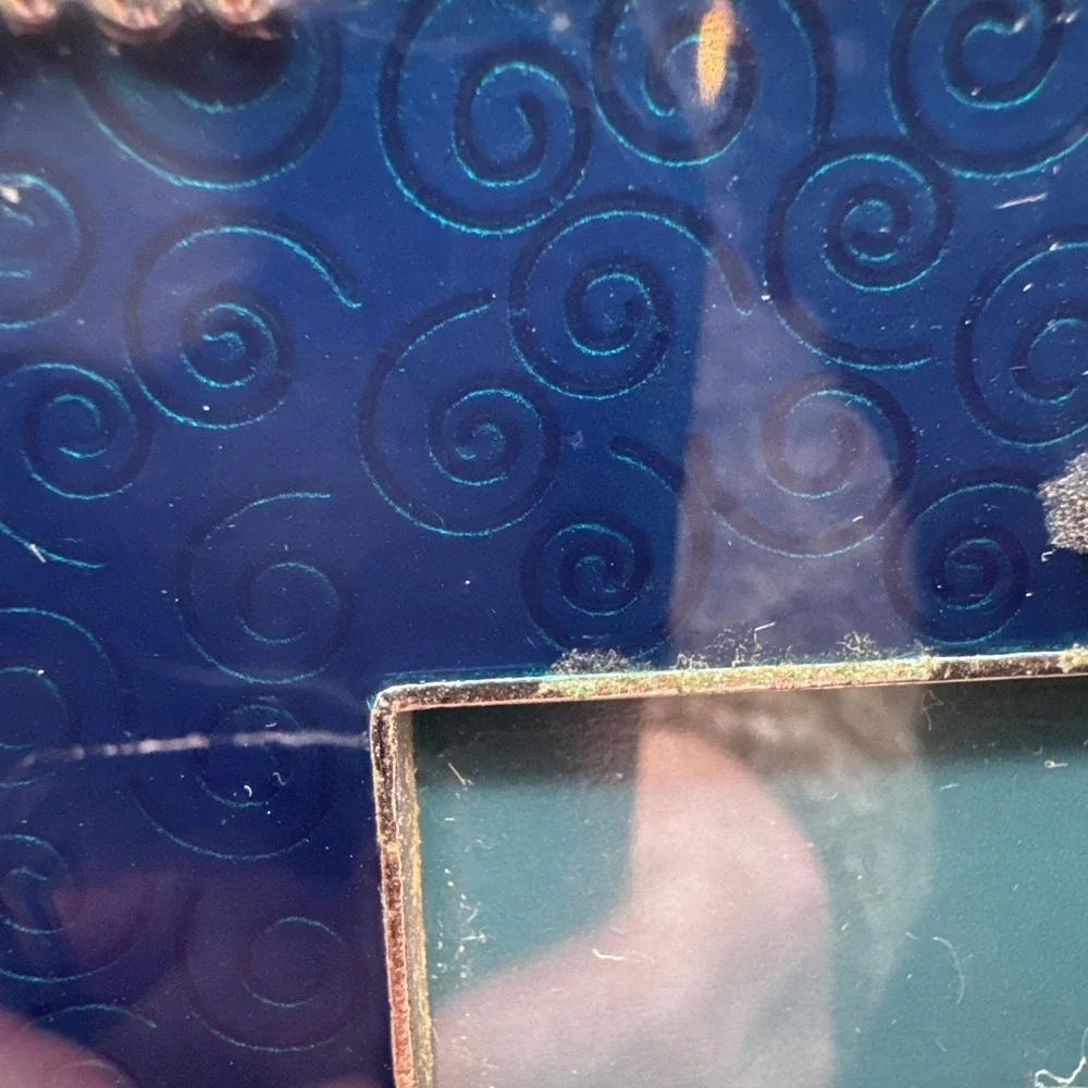 Vintage Forget Me Not Blue Jeweled Frame 3.5x5 Boho Coastal Coconut Girl EUC